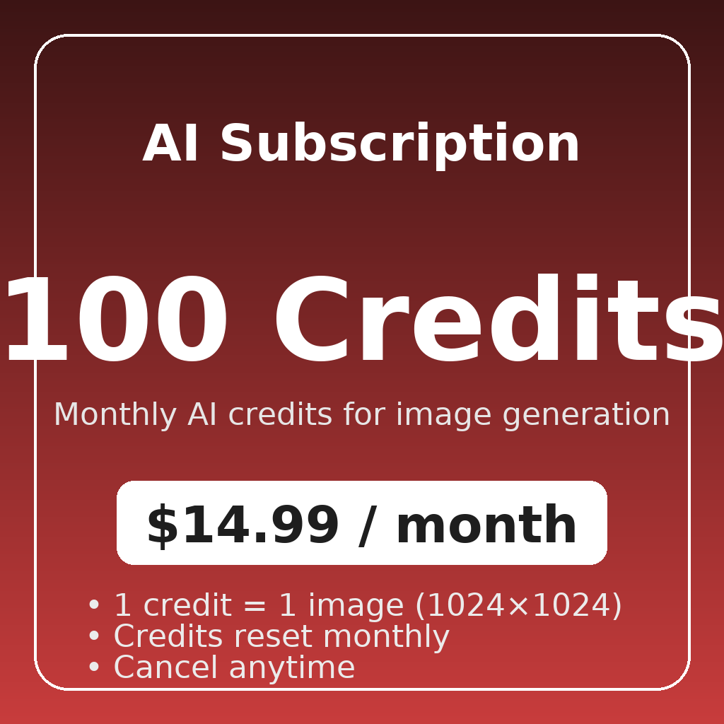 AI Subscription – 100 Credits (Monthly)