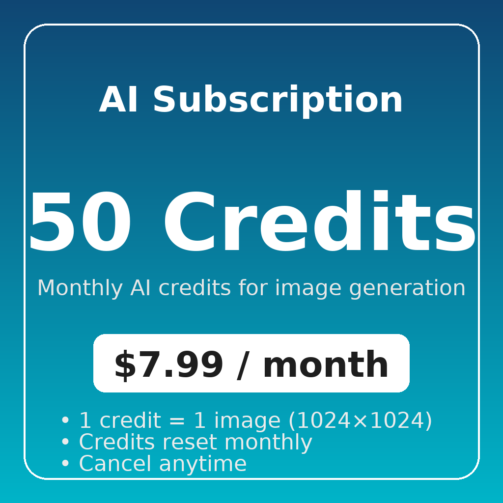 AI Subscription – 50 Credits (Monthly)